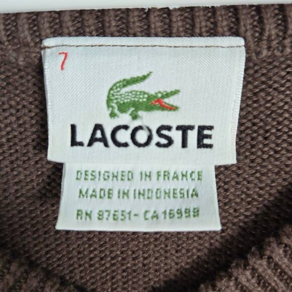 Lacoste Sweater Knit Vneck Size 7 2XL Brown - Picture 4 of 10